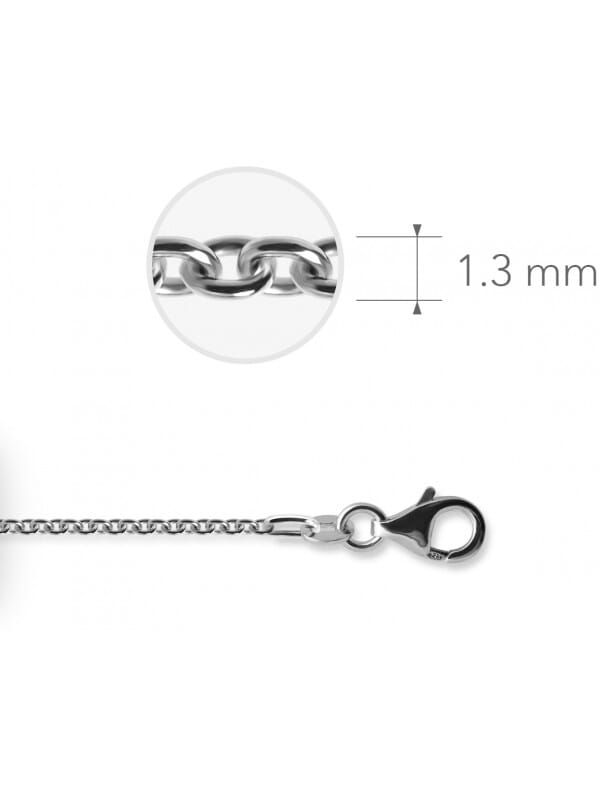 Gisser Jewels - Anker Ketting met Karabijnsluiting - 1.3mm Dik - Lengte 80cm - Gerhodineerd Zilver 925