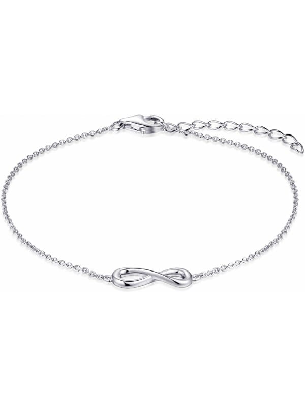 Gisser Jewels - Armband - Inifinty Symbool glad gepolijst - 15mm x 5mm - Lengte 17+3cm - Gerhodineerd Zilver 925