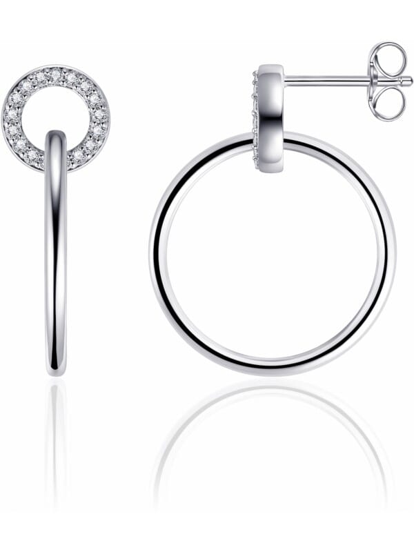 Gisser Jewels - Oorstekers Cirkel gezet met Zirkonia en met Oorringen - 9mmØ - 20mmØ - Gerhodineerd Zilver 925