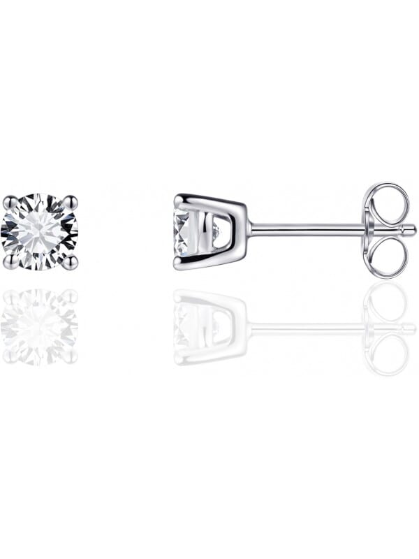 Gisser Jewels - Oorbellen - Oorsteker Solitaire gezet met Zirkonia - 3mmØ - Gerhodineerd Zilver 925