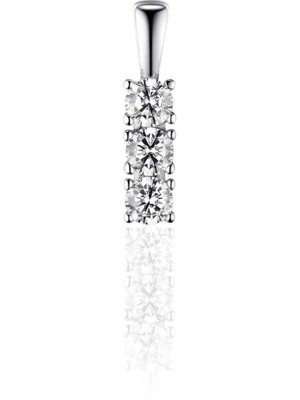 Gisser Jewels - I02P002 - Hanger excl. Collier - Gezet met 3x Zirkonia - 13mm x 3mm - Gerhodineerd Zilver 925