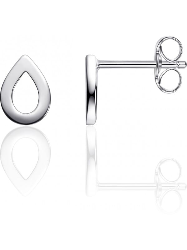 Gisser Jewels - I05E004 - Oorbellen - Oorstekers Blaadje open Glad - 8mm x 6mm - Gerhodineerd Zilver 925
