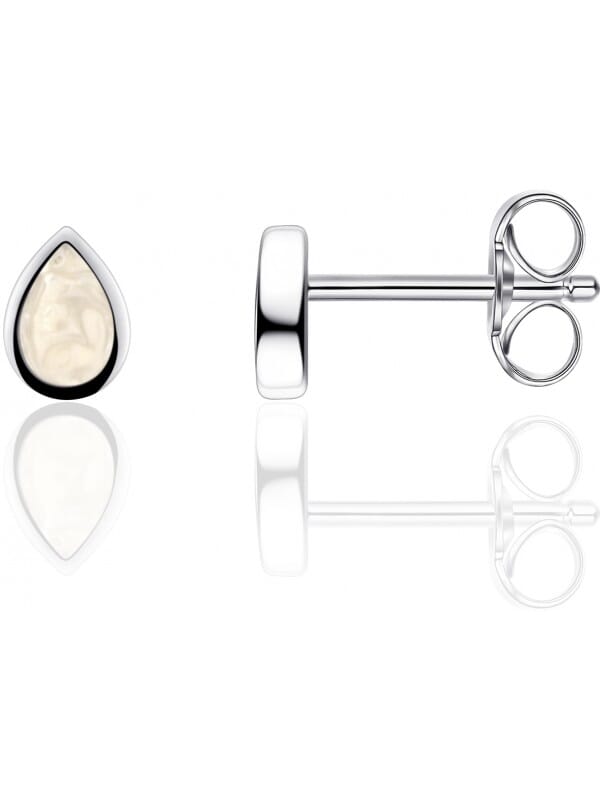 Gisser Jewels - I05E008 - Oorbellen - Oorstekers - Parelmoer ingelegd - 6mm x 4mm - Gerhodineerd Zilver 925