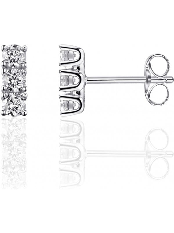 Gisser Jewels - I06E004 - Oorbellen - Oorstekers gezet met 3x Zirkonia - 9mm x 3mm - Gerhodineerd Zilver 925