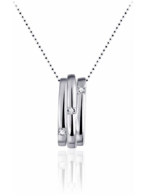 Gisser Jewels - Hanger excl. Collier - Fantasie met 3x Zirkonia - 17.5mm x 7mm - Gerhodineerd Zilver 925