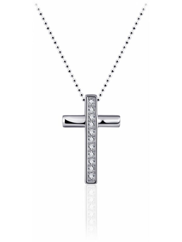 Gisser Jewels - Hanger excl. Collier - Kruis gezet met Zirkonia - 17.5mm x 11mm - Gerhodineerd Zilver 925
