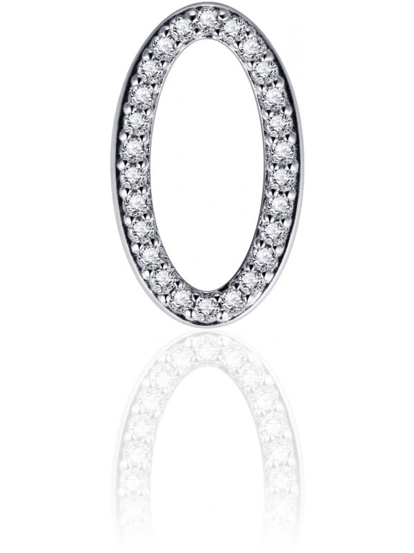 Gisser Jewels - Hanger excl. Collier - Ovaal open gezet met Zirkonia - 16.5mm x 10mm - Gerhodineerd Zilver 925