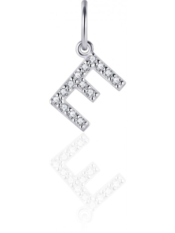 Gisser Jewels - Hanger excl. Collier - Letter E met Zirkonia - 8mm - Gerhodineerd Zilver 925