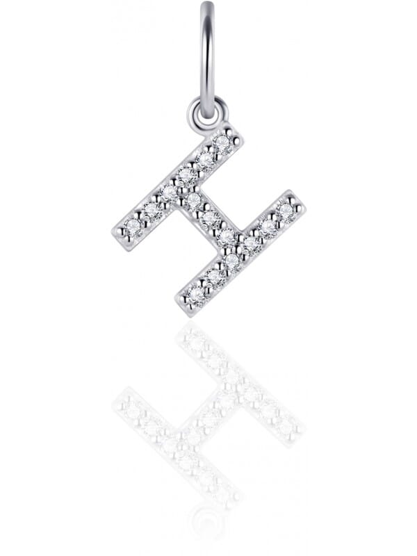 Gisser Jewels - Hanger excl. Collier - Letter H met Zirkonia - 8mm - Gerhodineerd Zilver 925
