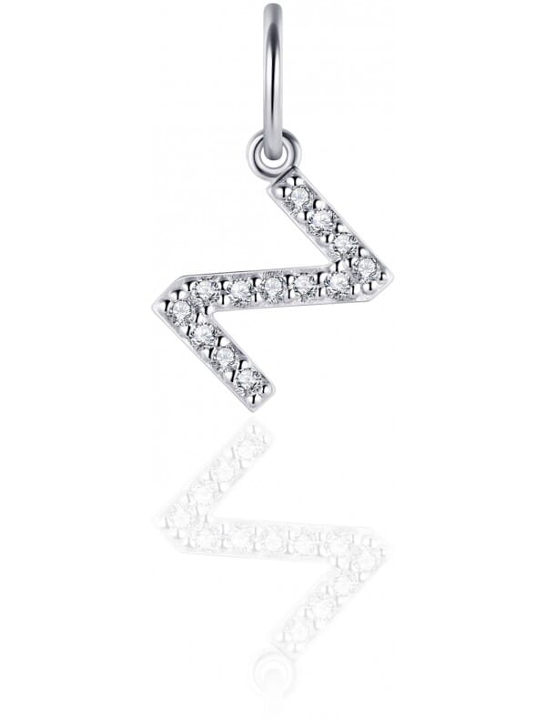 Gisser Jewels - Hanger excl. Collier - Letter Z met Zirkonia - 8mm - Gerhodineerd Zilver 925