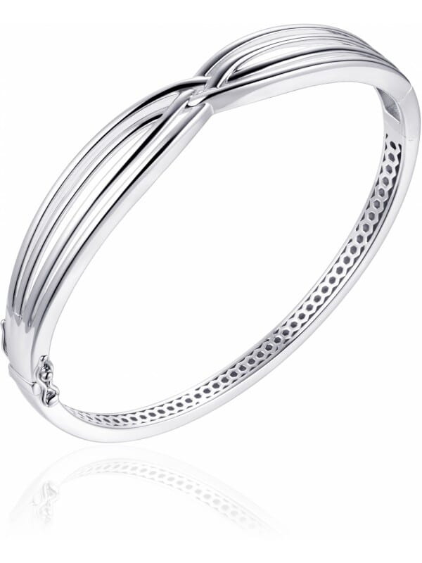 Gisser Jewels - Armband - Bangle Gekruiste banen - 8mm Breed - Maat 60 - Gerhodineerd Zilver 925