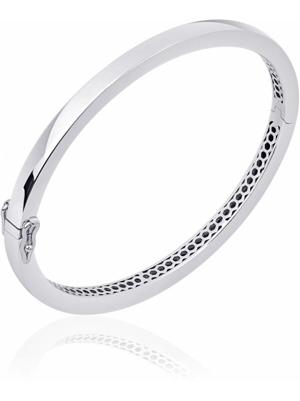 Gisser Jewels - Armband - Bangle Vlak Gepolijst - 4mm Breed - Maat 56 - Gerhodineerd Zilver 925