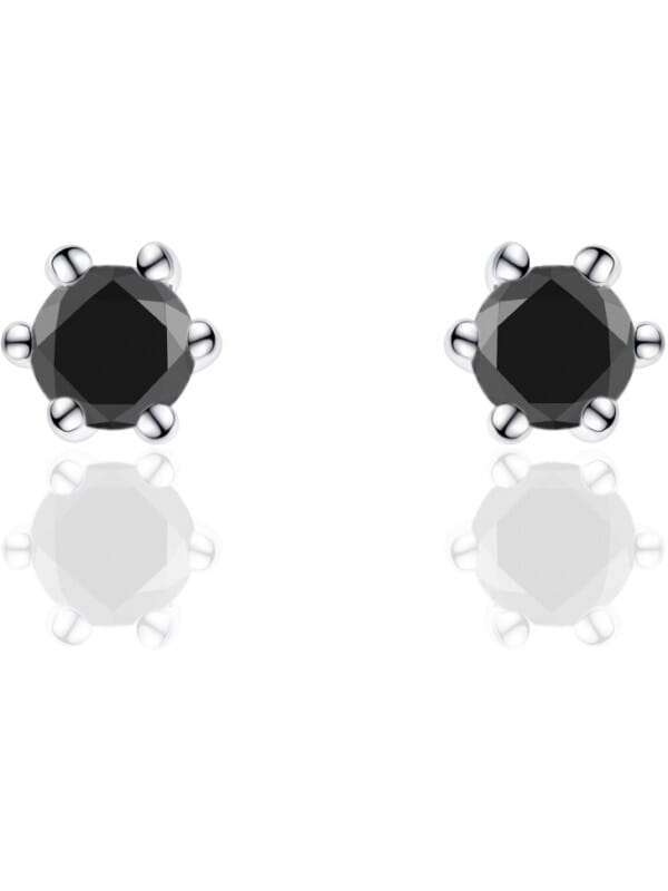 Gisser Jewels - Oorbellen - Oorstekers Solitaire gezet met Zwart Zirkonia - 3mmØ - Gerhodineerd Zilver 925